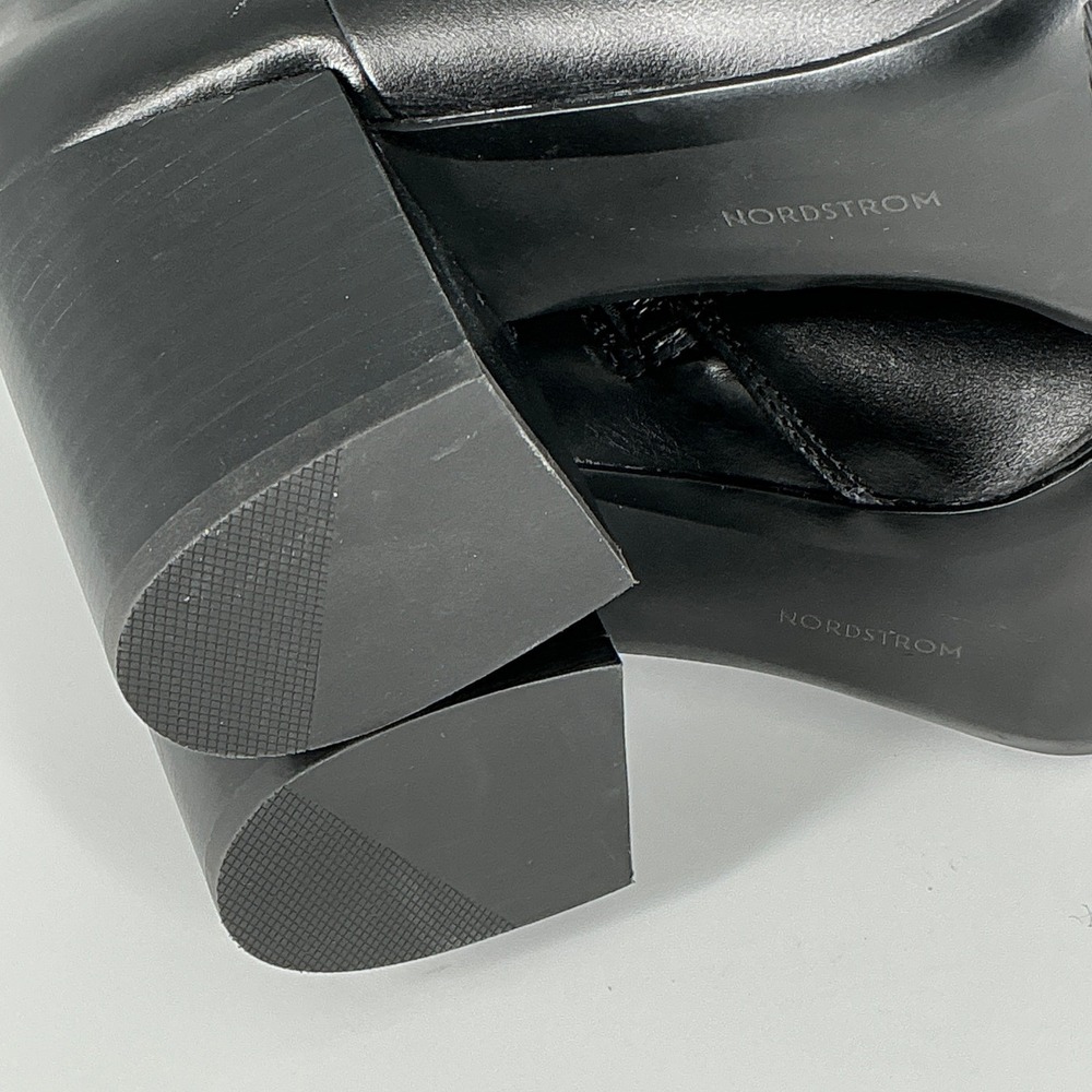 Nordstrom Size 8.5 Black Leather Square Toe Block Heel Ankle Boot NEW Vanna $140 - Picture 12 of 14